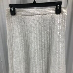 Pleated Lace Midi Skirt, M, NEW